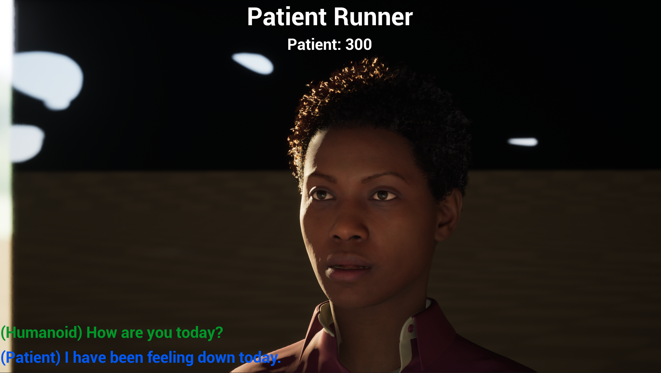 MetaHuman simulation scene from SimClinician